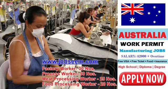 Manufacturing Jobs in AUSTRALIA Salary 2000 Above